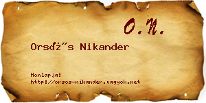 Orsós Nikander névjegykártya